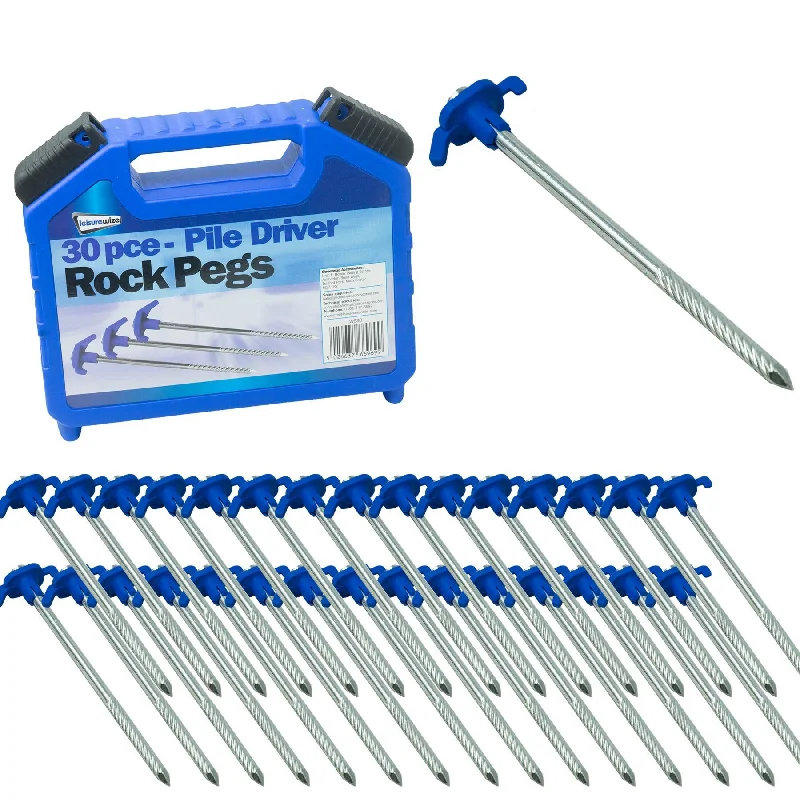 30 x Pile Driver Rock Pegs Caravan Tent Awning Thread Steel Drill by Streetwize