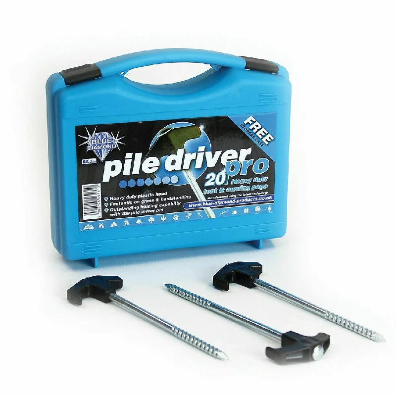 Blue Diamond Hard Ground Pile Driver Pro 20 x Tent Pegs