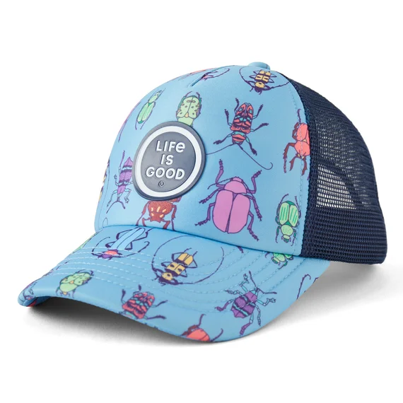 Grid Bug Pattern Trucker Hat - Cool Blue