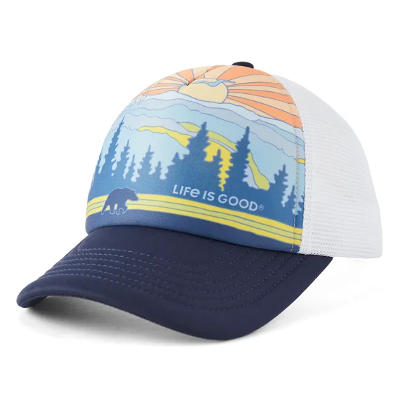 Groovy Great Smoky Mountains Poster Trucker Hat - Darkest Blue