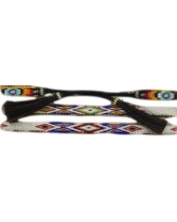 Braided Genuine Horehair Hat Band - Aztec Multi Color