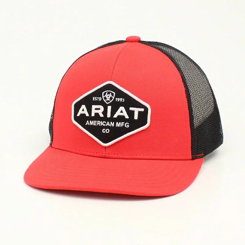 American Mfg. Logo Patch Mesh Snapback Hat - Red