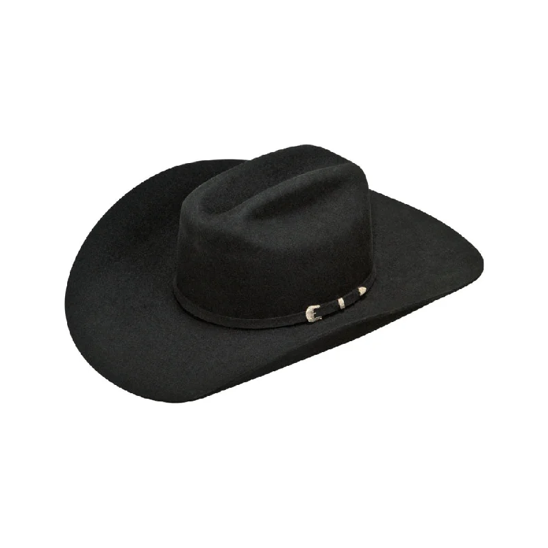 Mens 2X Wool Felt Double SS Cowboy Hat - Black