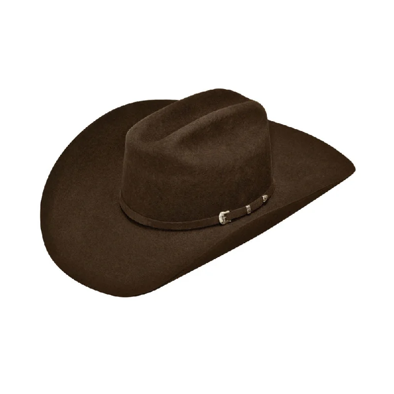 Mens 2X Wool Felt Double SS Cowboy Hat - Chocolate