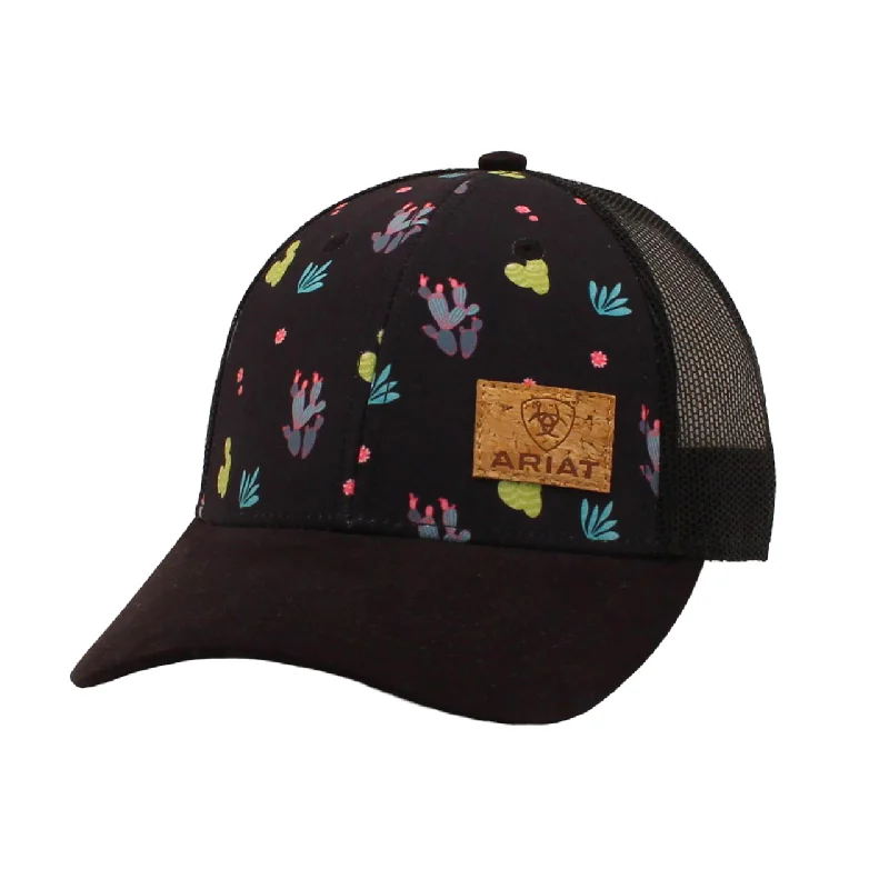 Womens Cactus Mesh Snapback Hat - Black