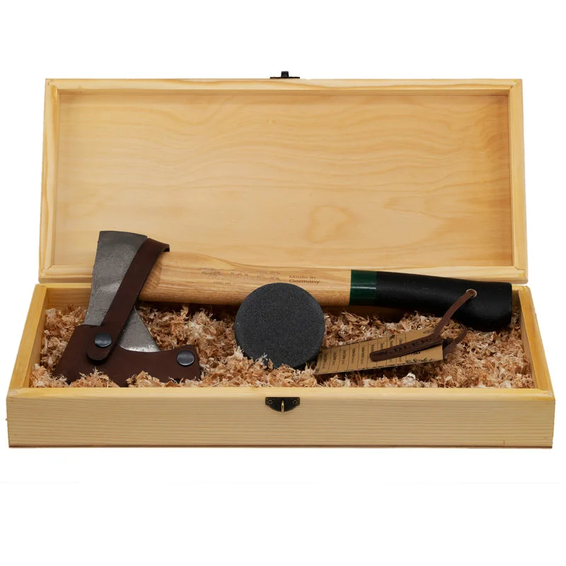 Gift Box set with Rheinland hatchet and sharpening stone