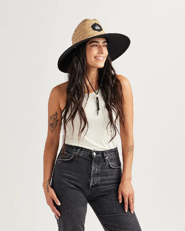 Blackout Straw Hat - Black Solid Bottom