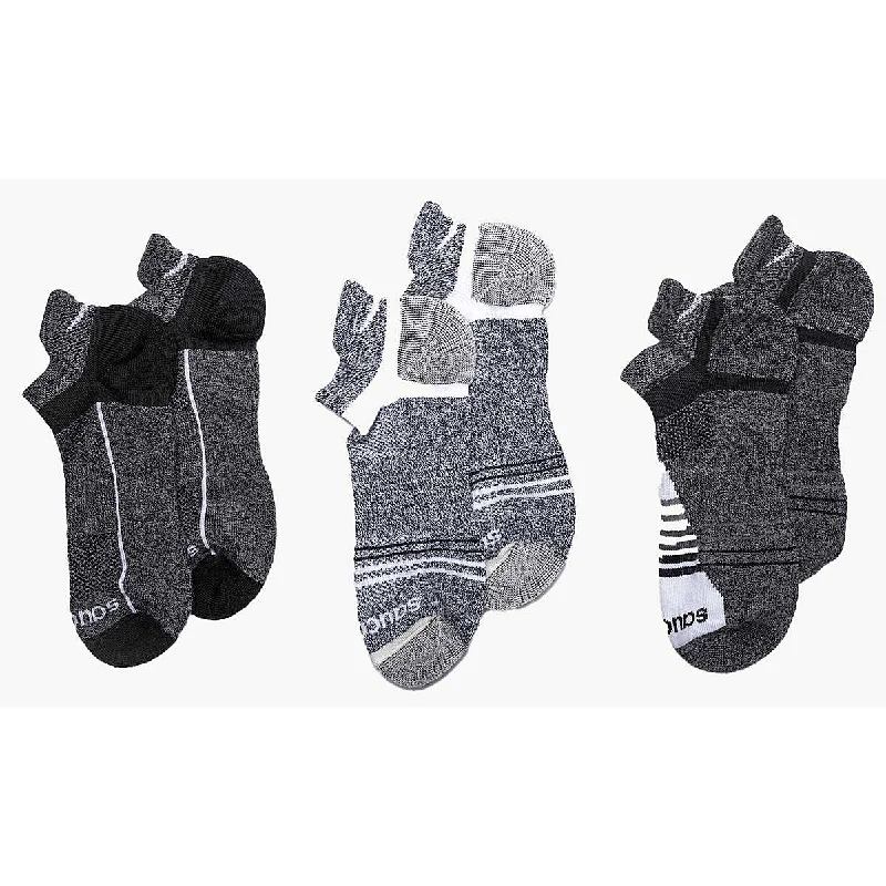 Inferno Merino Wool Blend No Show 3-Pack Socks - Grey Marl