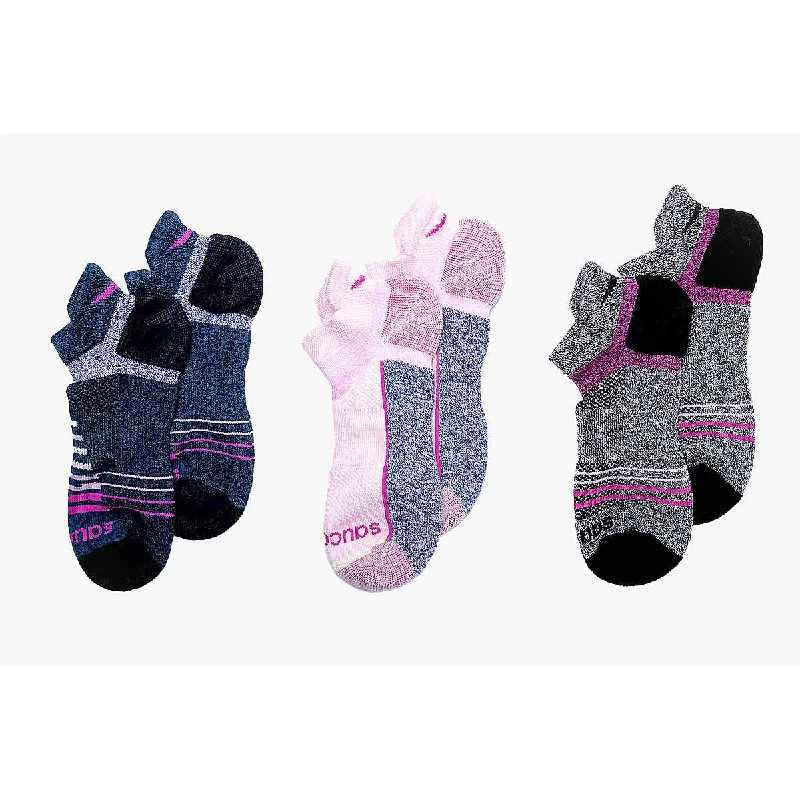 Inferno Merino Wool Blend No Show 3-Pack Socks - Pink