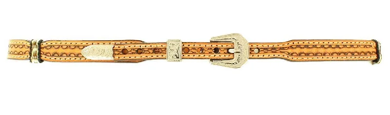 Scalloped Ribbon Wrapped Leather Hatband - Tan