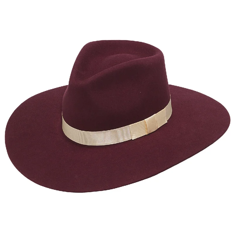 Womens Pinch Front Wool Fashion Hat - Maroon