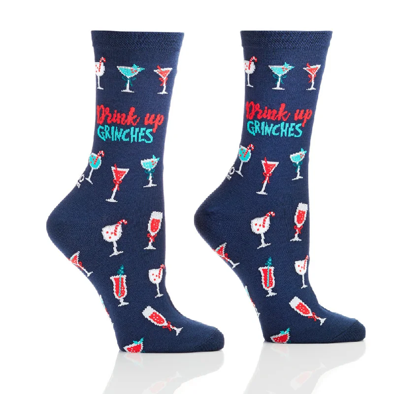 Drink Up Grinches - Cotton Crew Socks