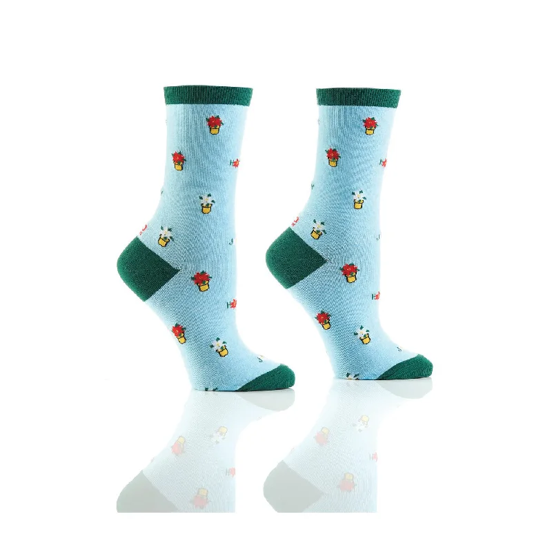 Mini Poinsettia - Cotton Crew Socks