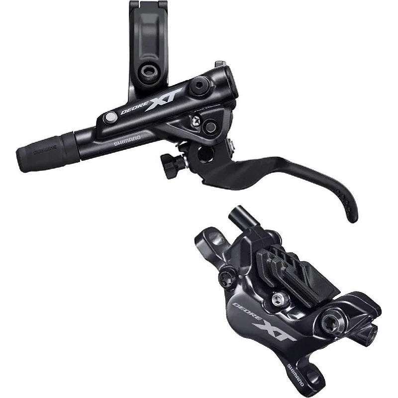 Shimano Deore XT BL-M8100/BR-M8120 Disc Brake and Lever - Front, Hydraulic, Post Mount, 4-Piston, Finned Metal Pads, Black