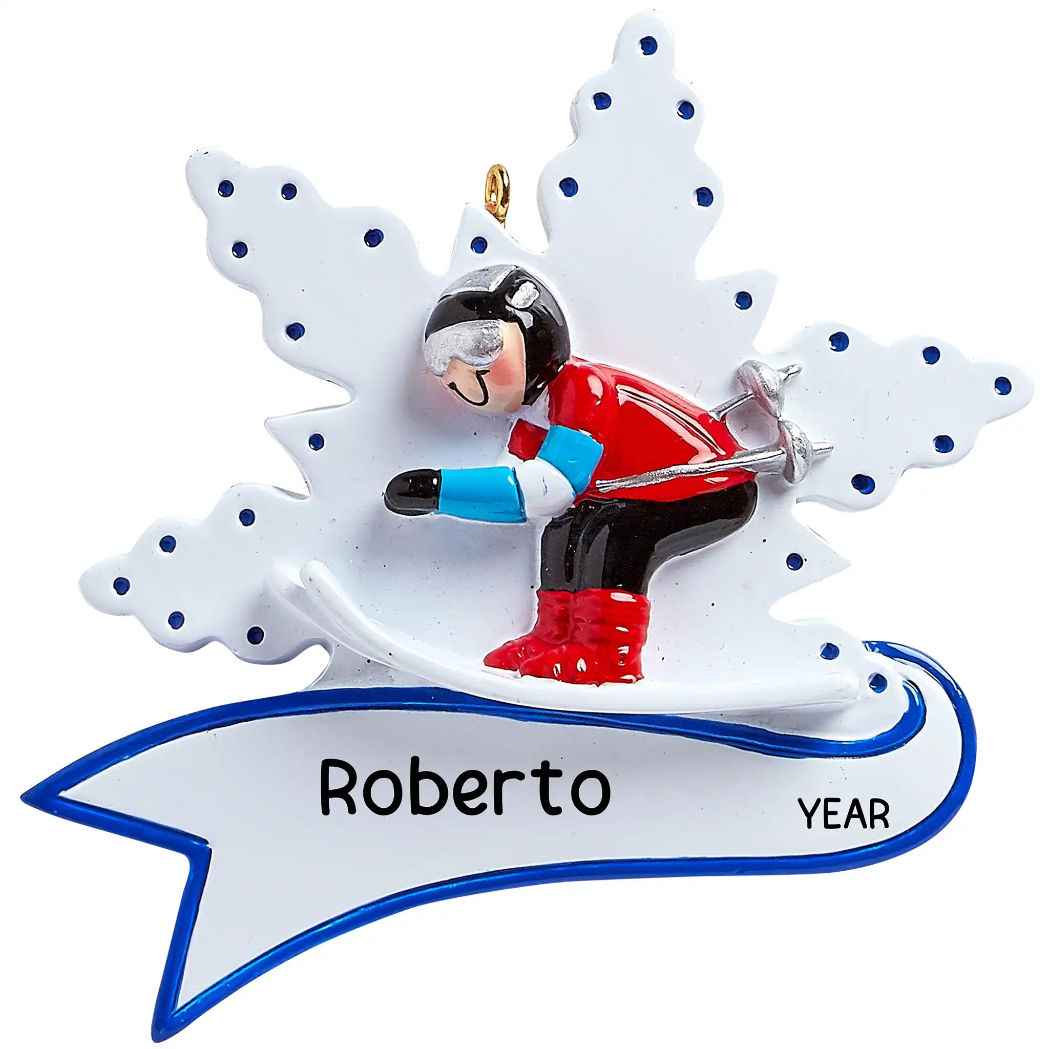 Skiing Snow Christmas Ornament