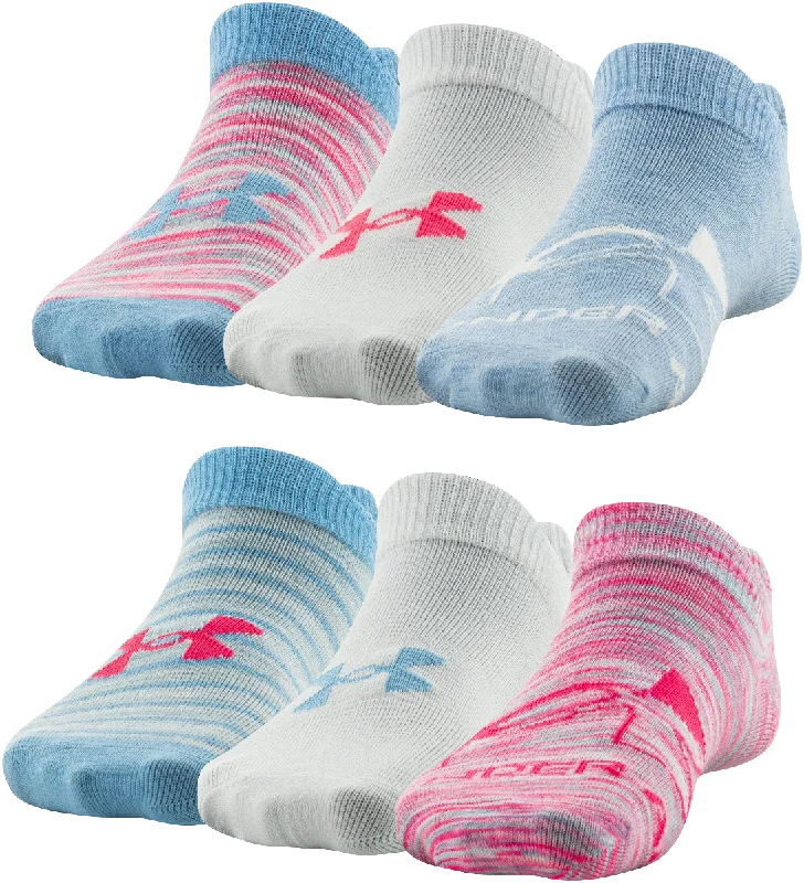 Under Armour Girls' Essential No Show Socks - 6 Pack